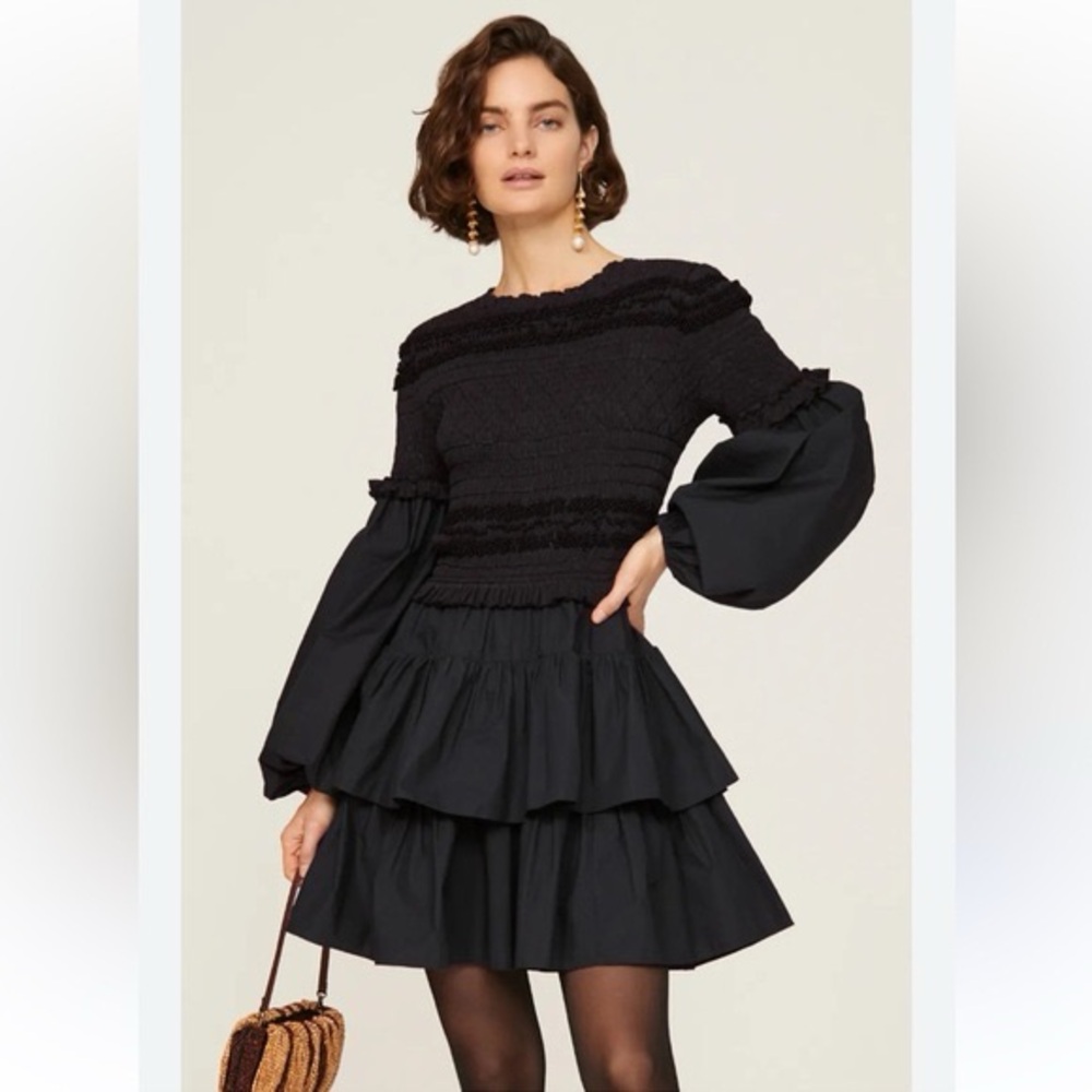 ULLA JOHNSON handmade Nadia dress black size 4 cotton